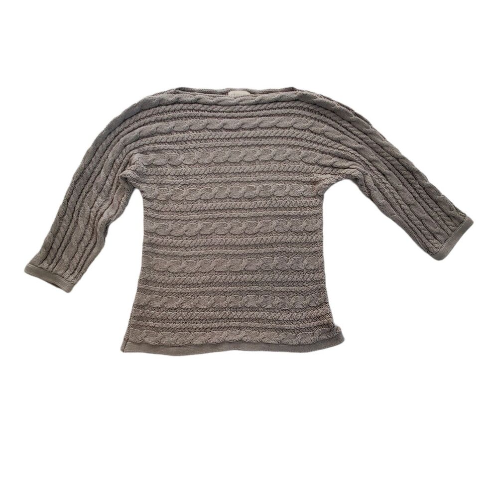 Appleseed's Gray Boat Neck Cable Knit Long Sleeve Sweater Size Large‎